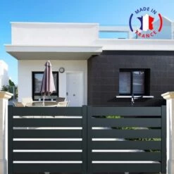 PACKIT Portail Aluminium Coulissant SAH En Kit Dimension L.3000 (entre Piliers) X H.1500 Mm Couleurs Gris (RAL 7016)