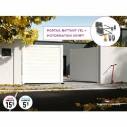 AUTOURDUPORTAIL Portail Battant YEL Blanc 9016 - L306 Cm X H172 Cm En Aluminium Motorisé Somfy AUTOUR DU PORTAIL
