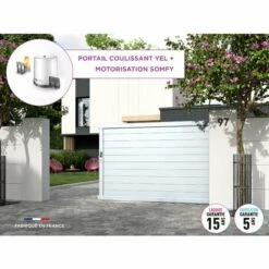 AUTOURDUPORTAIL Portail Coulissant YEL Blanc 9016 - L356 Cm X H166 Cm En Aluminium Motorisé Somfy AUTOUR DU PORTAIL