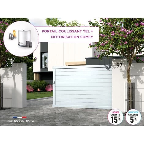 AUTOURDUPORTAIL Portail Coulissant YEL Blanc 9016 - L356 Cm X H166 Cm En Aluminium Motorisé Somfy AUTOUR DU PORTAIL 3 AUTOURDUPORTAIL Portail Coulissant YEL Blanc 9016 - L356 Cm X H166 Cm En Aluminium Motorisé Somfy AUTOUR DU PORTAIL
