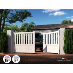 AUTOURDUPORTAIL Portail Battant BAYA Blanc 9016 - L306 Cm X H135 Cm En Aluminium Manuel AUTOUR DU PORTAIL