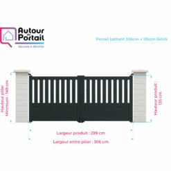 AUTOURDUPORTAIL Portail Battant BAYA Blanc 9016 - L306 Cm X H135 Cm En Aluminium Manuel AUTOUR DU PORTAIL 9 AUTOURDUPORTAIL Portail Battant BAYA Blanc 9016 - L306 Cm X H135 Cm En Aluminium Manuel AUTOUR DU PORTAIL -Portail Soldes Boutique 33816133 4