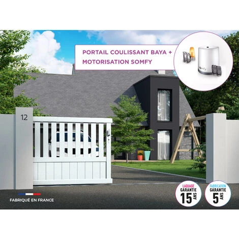 AUTOURDUPORTAIL Portail Coulissant BAYA Blanc 9016 - L356 Cm X H129 Cm En Aluminium Motorisé Somfy AUTOUR DU PORTAIL 3 AUTOURDUPORTAIL Portail Coulissant BAYA Blanc 9016 - L356 Cm X H129 Cm En Aluminium Motorisé Somfy AUTOUR DU PORTAIL