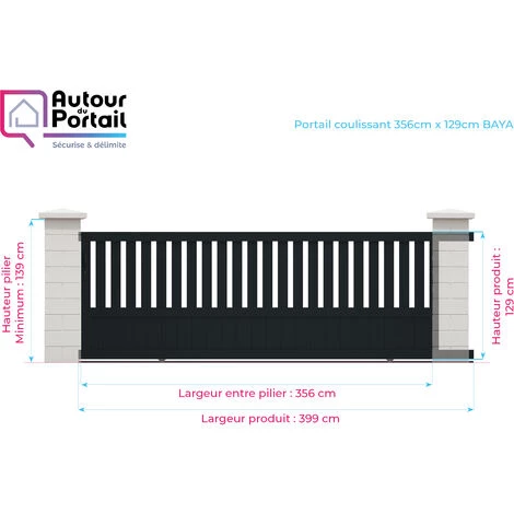 AUTOURDUPORTAIL Portail Coulissant BAYA Blanc 9016 - L356 Cm X H129 Cm En Aluminium Motorisé Somfy AUTOUR DU PORTAIL 7 AUTOURDUPORTAIL Portail Coulissant BAYA Blanc 9016 - L356 Cm X H129 Cm En Aluminium Motorisé Somfy AUTOUR DU PORTAIL – Image 5