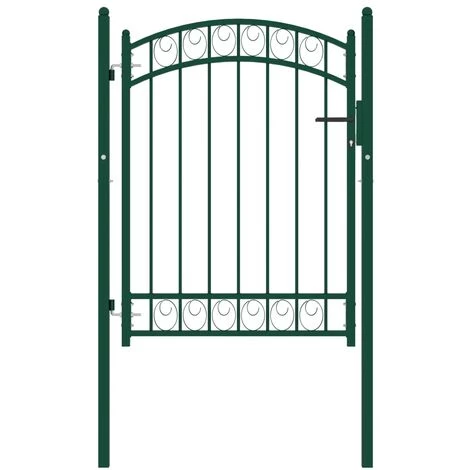 Portail De Clôture Avec Dessus Arqué Acier 100x125 Cm Vert VidaXL 3 Portail De Clôture Avec Dessus Arqué Acier 100x125 Cm Vert VidaXL