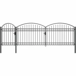 TRUE DEAL Portail De Clôture De Jardin Avec Dessus Arqué Acier 2x5 M Noir