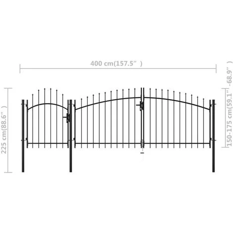 TRUE DEAL Portail De Jardin Acier 2,25 X 4 M Noir 7 TRUE DEAL Portail De Jardin Acier 2,25 X 4 M Noir – Image 5