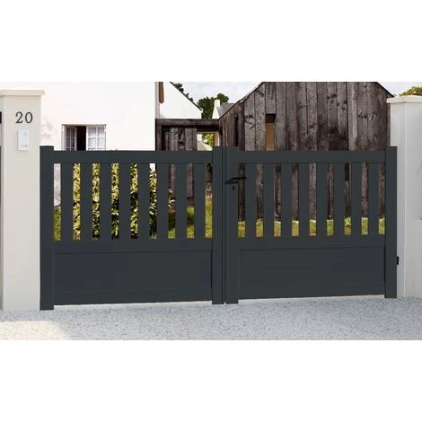 PACKIT Portail Aluminium Battant Semi-ajouré En Kit Dimension L.3000 (entre Piliers) X H.1300 Mm Couleurs Gris (RAL 7016) 4 PACKIT Portail Aluminium Battant Semi-ajouré En Kit Dimension L.3000 (entre Piliers) X H.1300 Mm Couleurs Gris (RAL 7016) – Image 2