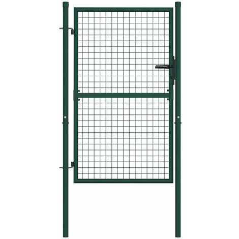 HAPPYSHOPPING Portail De Cloture Acier 100x125 Cm Vert 3 HAPPYSHOPPING Portail De Cloture Acier 100x125 Cm Vert