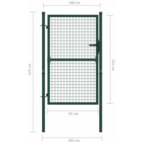 HAPPYSHOPPING Portail De Cloture Acier 100x125 Cm Vert 7 HAPPYSHOPPING Portail De Cloture Acier 100x125 Cm Vert – Image 5
