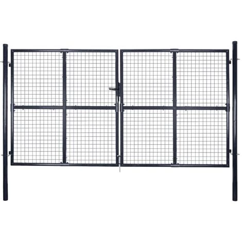YOUTHUP Portail En Maille De Jardin Acier Galvanisé 289x200 Cm Gris - Gris 3 YOUTHUP Portail En Maille De Jardin Acier Galvanisé 289x200 Cm Gris - Gris