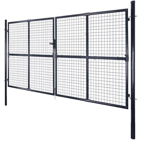 YOUTHUP Portail En Maille De Jardin Acier Galvanisé 289x200 Cm Gris - Gris 4 YOUTHUP Portail En Maille De Jardin Acier Galvanisé 289x200 Cm Gris - Gris – Image 2