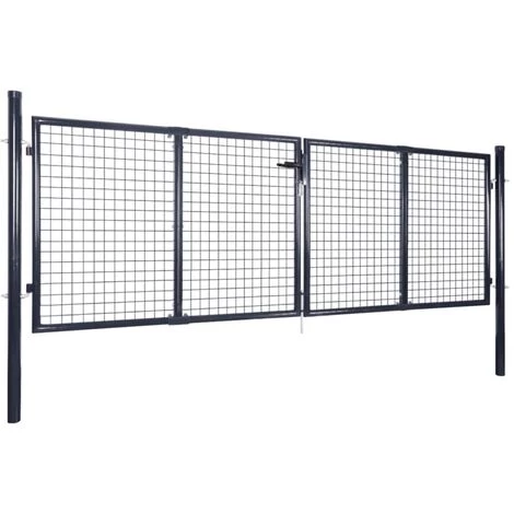 HAPPYSHOPPING Portail En Maille De Jardin Acier Galvanise 289x75 Cm Gris 5 HAPPYSHOPPING Portail En Maille De Jardin Acier Galvanise 289x75 Cm Gris – Image 3