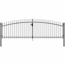 HAPPYSHOPPING Double Portail Avec Haut Sous Forme De Lance 400 X 150 Cm