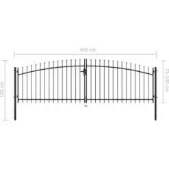HAPPYSHOPPING Double Portail Avec Haut Sous Forme De Lance 400 X 150 Cm -Portail Soldes Boutique 40548725 5