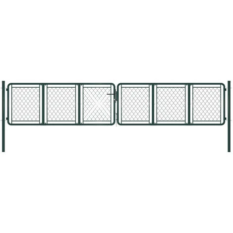HAPPYSHOPPING Portail De Jardin Acier 400 X 75 Cm Vert 3 HAPPYSHOPPING Portail De Jardin Acier 400 X 75 Cm Vert