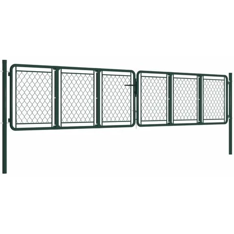 HAPPYSHOPPING Portail De Jardin Acier 400 X 75 Cm Vert 4 HAPPYSHOPPING Portail De Jardin Acier 400 X 75 Cm Vert – Image 2