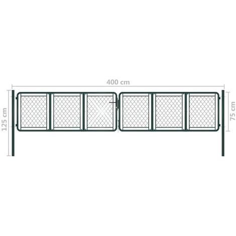 HAPPYSHOPPING Portail De Jardin Acier 400 X 75 Cm Vert 7 HAPPYSHOPPING Portail De Jardin Acier 400 X 75 Cm Vert – Image 5