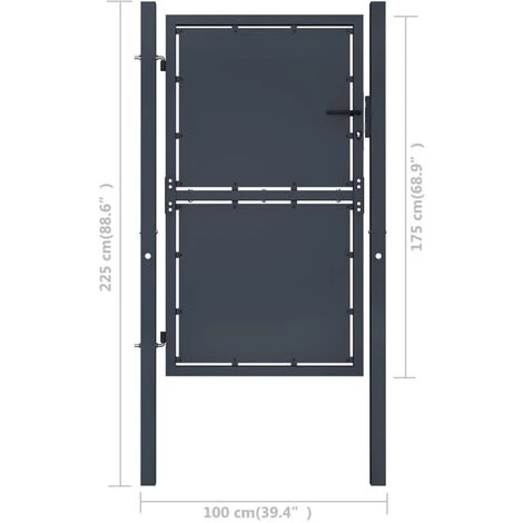 HAPPYSHOPPING Portail De Jardin Acier 100 X 175 Cm Anthracite 6 HAPPYSHOPPING Portail De Jardin Acier 100 X 175 Cm Anthracite – Image 4