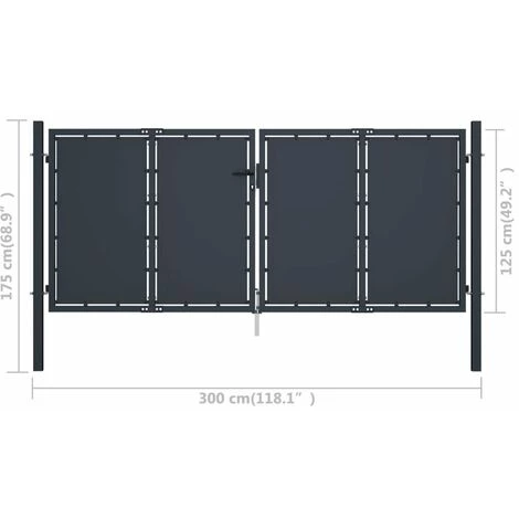 HAPPYSHOPPING Portail De Jardin Acier 300 X 125 Cm Anthracite 6 HAPPYSHOPPING Portail De Jardin Acier 300 X 125 Cm Anthracite – Image 5