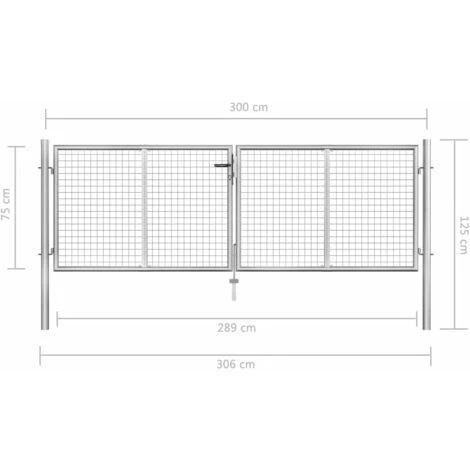 HAPPYSHOPPING Porte De Jardin Acier Galvanise 306x125 Cm Argente 7 HAPPYSHOPPING Porte De Jardin Acier Galvanise 306x125 Cm Argente – Image 5