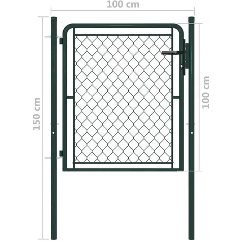 HOMMOO Portillon Acier 100x100 Cm Vert 6 HOMMOO Portillon Acier 100x100 Cm Vert – Image 4