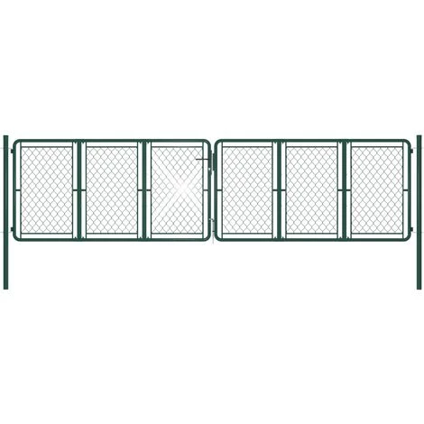 HOMMOO Portail De Jardin Acier 400 X 100 Cm Vert 3 HOMMOO Portail De Jardin Acier 400 X 100 Cm Vert