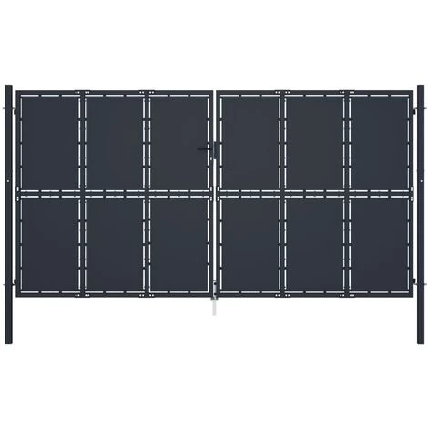 HOMMOO Portail De Jardin Acier 400 X 175 Cm Anthracite 3 HOMMOO Portail De Jardin Acier 400 X 175 Cm Anthracite