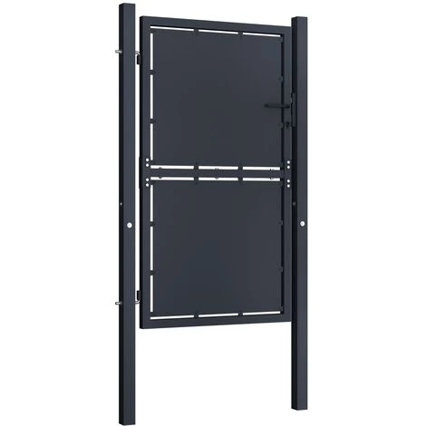 HOMMOO Portail De Jardin Acier 100 X 200 Cm Anthracite 4 HOMMOO Portail De Jardin Acier 100 X 200 Cm Anthracite – Image 2
