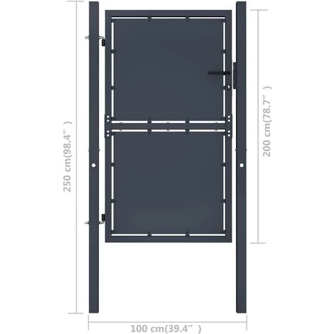 HOMMOO Portail De Jardin Acier 100 X 200 Cm Anthracite 6 HOMMOO Portail De Jardin Acier 100 X 200 Cm Anthracite – Image 4