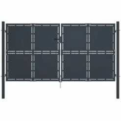 HOMMOO Portail De Jardin Acier 300x150 Cm Anthracite