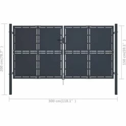HOMMOO Portail De Jardin Acier 300x150 Cm Anthracite 11 HOMMOO Portail De Jardin Acier 300x150 Cm Anthracite -Portail Soldes Boutique 43773648 5
