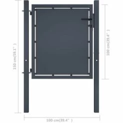 HOMMOO Portail De Jardin Acier 100 X 100 Cm Anthracite 9 HOMMOO Portail De Jardin Acier 100 X 100 Cm Anthracite -Portail Soldes Boutique 43781153 4