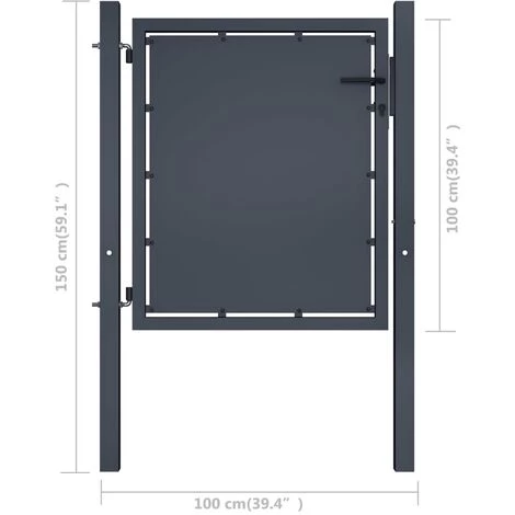 HOMMOO Portail De Jardin Acier 100 X 100 Cm Anthracite 6 HOMMOO Portail De Jardin Acier 100 X 100 Cm Anthracite – Image 4