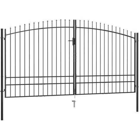 Hommoo Double Portail Avec Haut Sous Forme De Lance 400 X 248 Cm 4 Hommoo Double Portail Avec Haut Sous Forme De Lance 400 X 248 Cm – Image 2