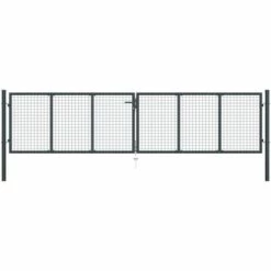 Hommoo Portail En Maille De Jardin Acier Galvanise 400 X 150 Cm Gris