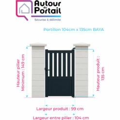 AUTOURDUPORTAIL Portillon BAYA Blanc 9016 - L104 Cm X H135 Cm En Aluminium AUTOUR DU PORTAIL -Portail Soldes Boutique 47709964 4