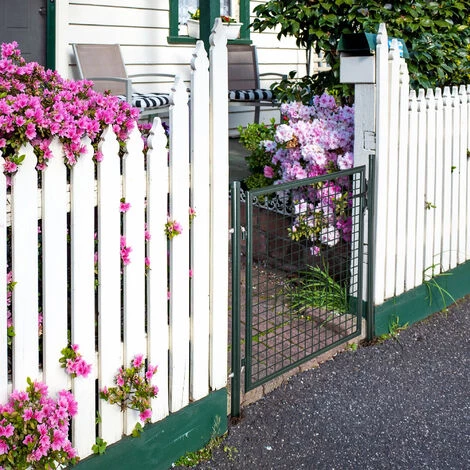 Outsunny Portillon Grillagé Dim. 97L X 150H Cm - Gâche Réversible, Serrure Encastrée, 3 Clés - Acier Vert - Vert 4 Outsunny Portillon Grillagé Dim. 97L X 150H Cm - Gâche Réversible, Serrure Encastrée, 3 Clés - Acier Vert - Vert – Image 2