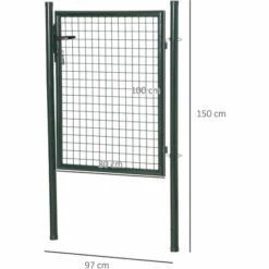 Outsunny Portillon Grillagé Dim. 97L X 150H Cm - Gâche Réversible, Serrure Encastrée, 3 Clés - Acier Vert - Vert 9 Outsunny Portillon Grillagé Dim. 97L X 150H Cm - Gâche Réversible, Serrure Encastrée, 3 Clés - Acier Vert - Vert -Portail Soldes Boutique 51254839 3