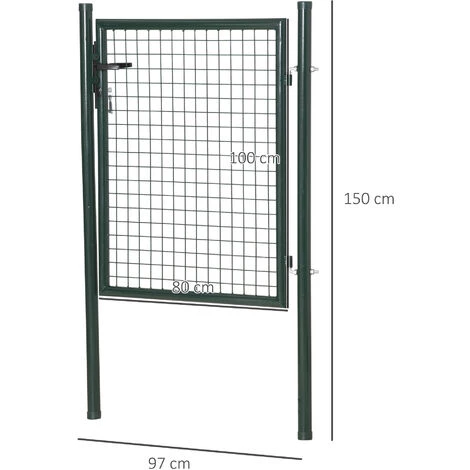 Outsunny Portillon Grillagé Dim. 97L X 150H Cm - Gâche Réversible, Serrure Encastrée, 3 Clés - Acier Vert - Vert 5 Outsunny Portillon Grillagé Dim. 97L X 150H Cm - Gâche Réversible, Serrure Encastrée, 3 Clés - Acier Vert - Vert – Image 3