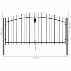 YOUTHUP Portillon Double Porte Avec Dessus à Pointe Acier 3x1,5 M Noir 11 YOUTHUP Portillon Double Porte Avec Dessus à Pointe Acier 3x1,5 M Noir -Portail Soldes Boutique 51850687 5