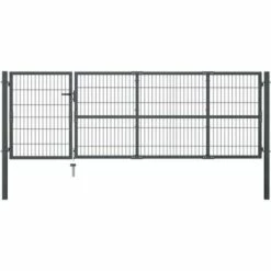 YOUTHUP Portillon Avec Poteaux Acier 350 X 100 Cm Anthracite - Gris