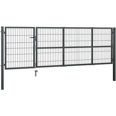 YOUTHUP Portillon Avec Poteaux Acier 350 X 100 Cm Anthracite - Gris 4 YOUTHUP Portillon Avec Poteaux Acier 350 X 100 Cm Anthracite - Gris – Image 2