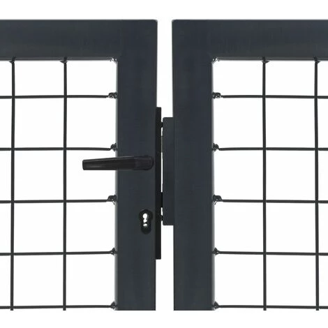 YOUTHUP Portillon Avec Poteaux Acier 350 X 100 Cm Anthracite - Gris 5 YOUTHUP Portillon Avec Poteaux Acier 350 X 100 Cm Anthracite - Gris – Image 3
