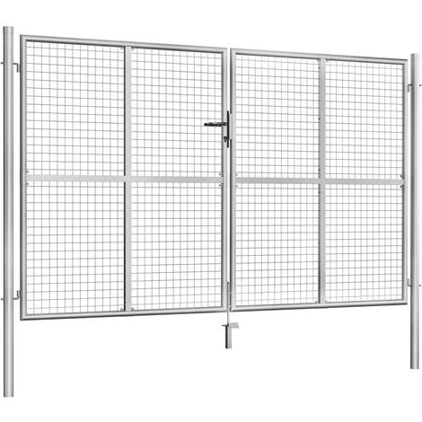 YOUTHUP Porte De Jardin Acier Galvanisé 306x200 Cm Argenté - Argent 4 YOUTHUP Porte De Jardin Acier Galvanisé 306x200 Cm Argenté - Argent – Image 2