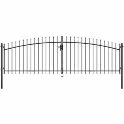 YOUTHUP Double Portail Avec Haut Sous Forme De Lance 400 X 200 Cm - Noir