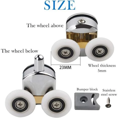 Rouleau De Porte De Douche, 4 Roulettes Doubles Pour Porte De Douche Roulettes Coulissantes Porte Roue De Remplacement Pour Cabine De Douche Pour Trou De Verre De 14 Mm Fontainebleau Argent 4 Rouleau De Porte De Douche, 4 Roulettes Doubles Pour Porte De Douche Roulettes Coulissantes Porte Roue De Remplacement Pour Cabine De Douche Pour Trou De Verre De 14 Mm Fontainebleau Argent – Image 2