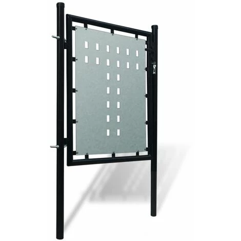 Topdeal Portail Simple De Clôture Noir 100x125 Cm 4 Topdeal Portail Simple De Clôture Noir 100x125 Cm – Image 2