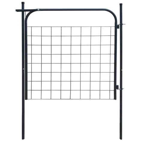 Topdeal Portail De Clôture De Jardin 100 X 100 Cm Anthracite 3 Topdeal Portail De Clôture De Jardin 100 X 100 Cm Anthracite