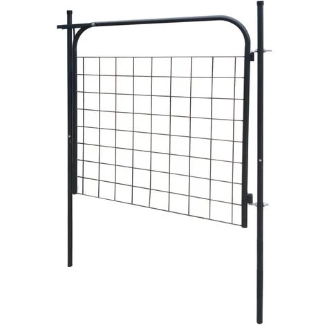Topdeal Portail De Clôture De Jardin 100 X 100 Cm Anthracite 4 Topdeal Portail De Clôture De Jardin 100 X 100 Cm Anthracite – Image 2